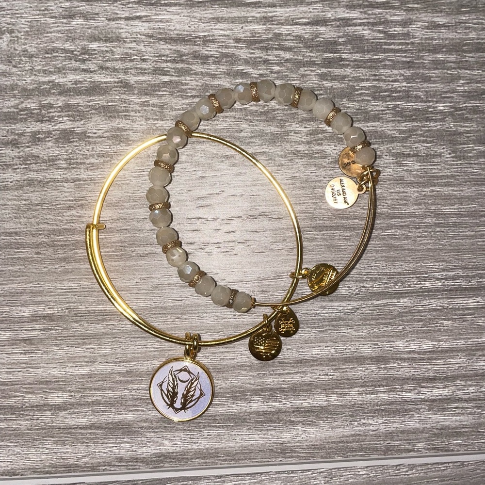 Alex and Ani Purple and White Feather Set